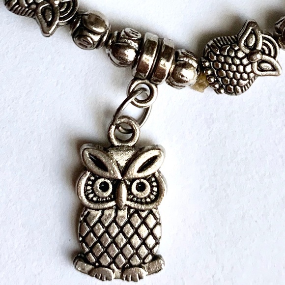 Owl Stretch Silver Tone Rustic Bracelet - Picture 2 of 5